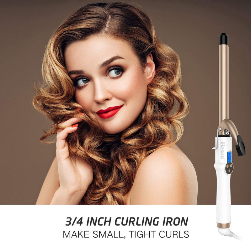 Hoson 3/4 Inch Curling Iron Professional, Ceramic Tourmaline Curl Wand Barrel, Hair Curler Iron for Short Hair,Glove Include, Glove Include, Gold - Image 2